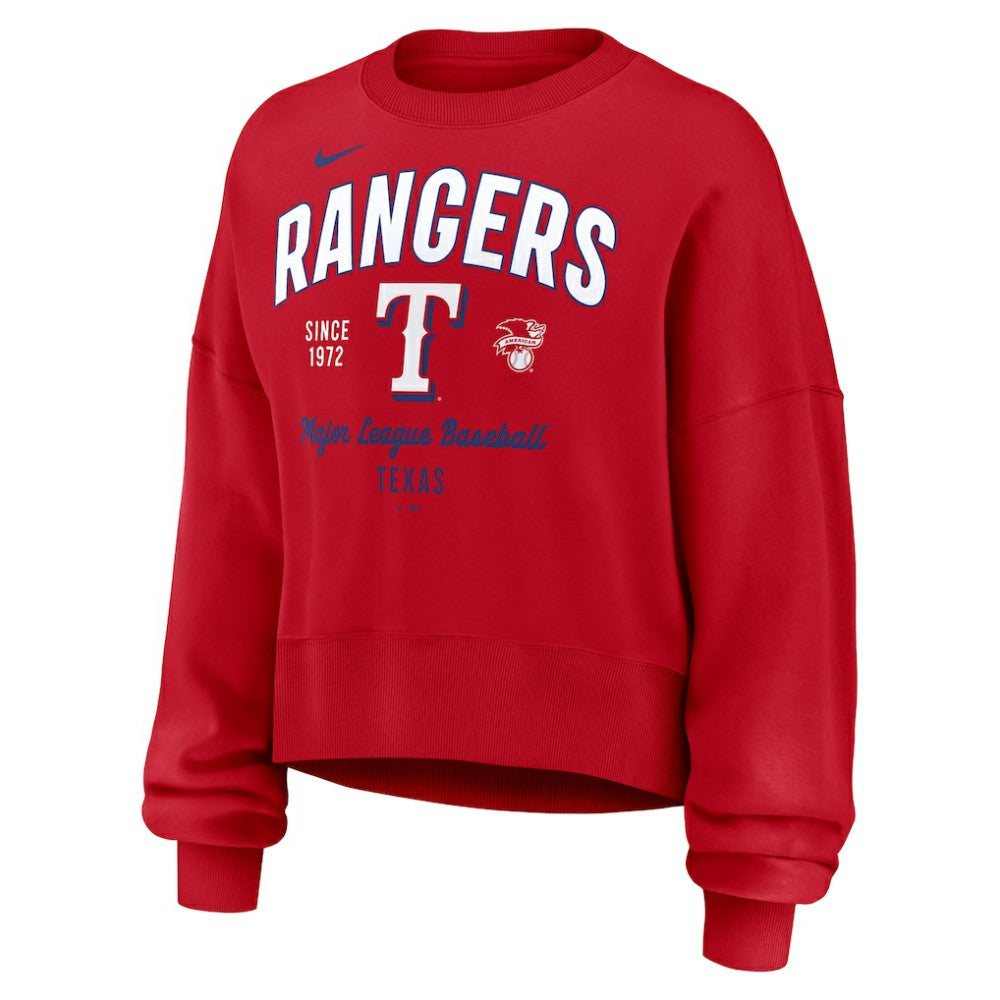 Texas Rangers Nike Women's Oversized High Hip Pullover Sweatshirt Sale