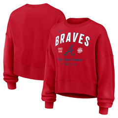 Atlanta Braves Nike Women's Oversized High Hip Pullover Sweatshirt Sale