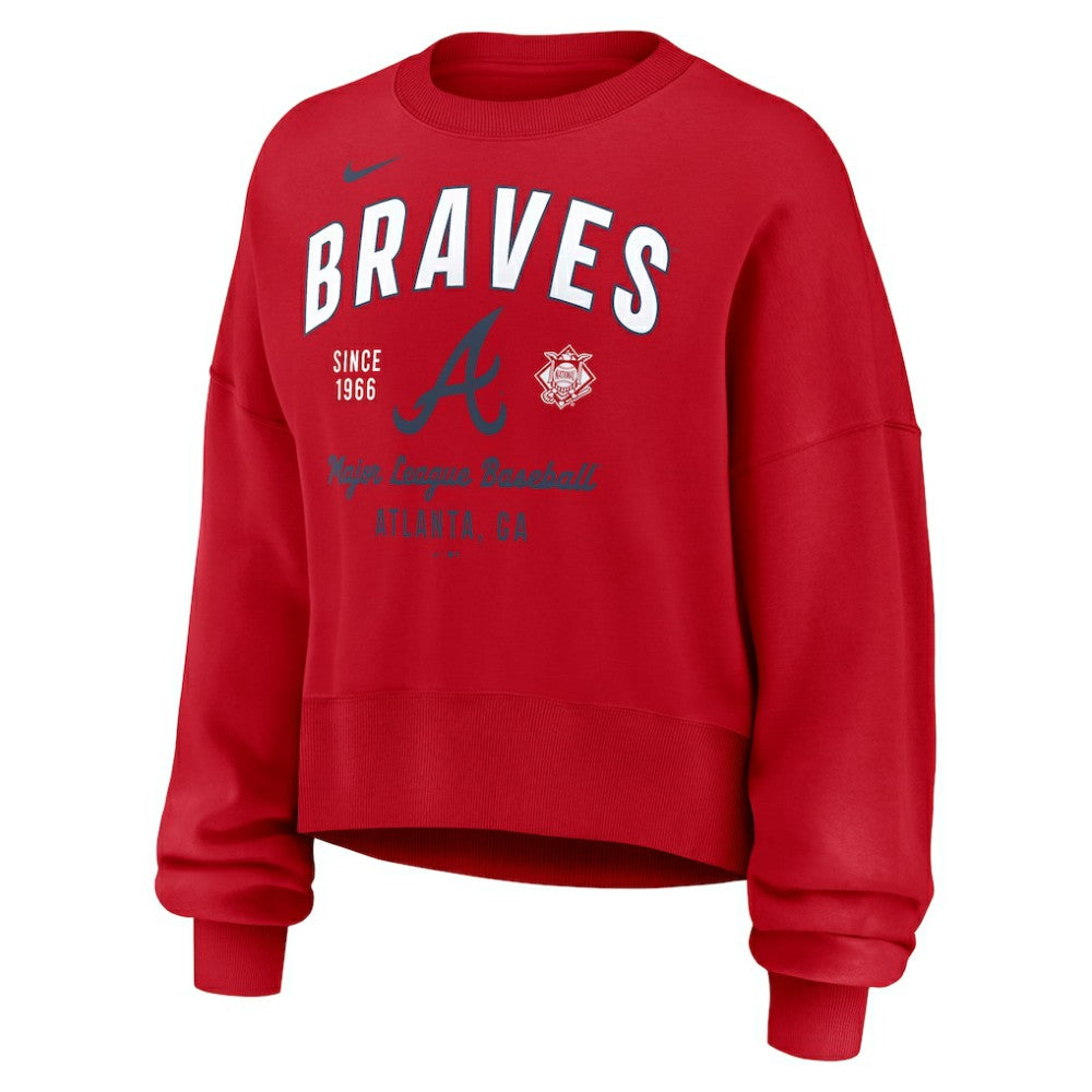 Atlanta Braves Nike Women's Oversized High Hip Pullover Sweatshirt Sale