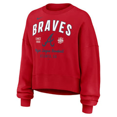 Atlanta Braves Nike Women's Oversized High Hip Pullover Sweatshirt Sale