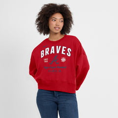 Atlanta Braves Nike Women's Oversized High Hip Pullover Sweatshirt Sale
