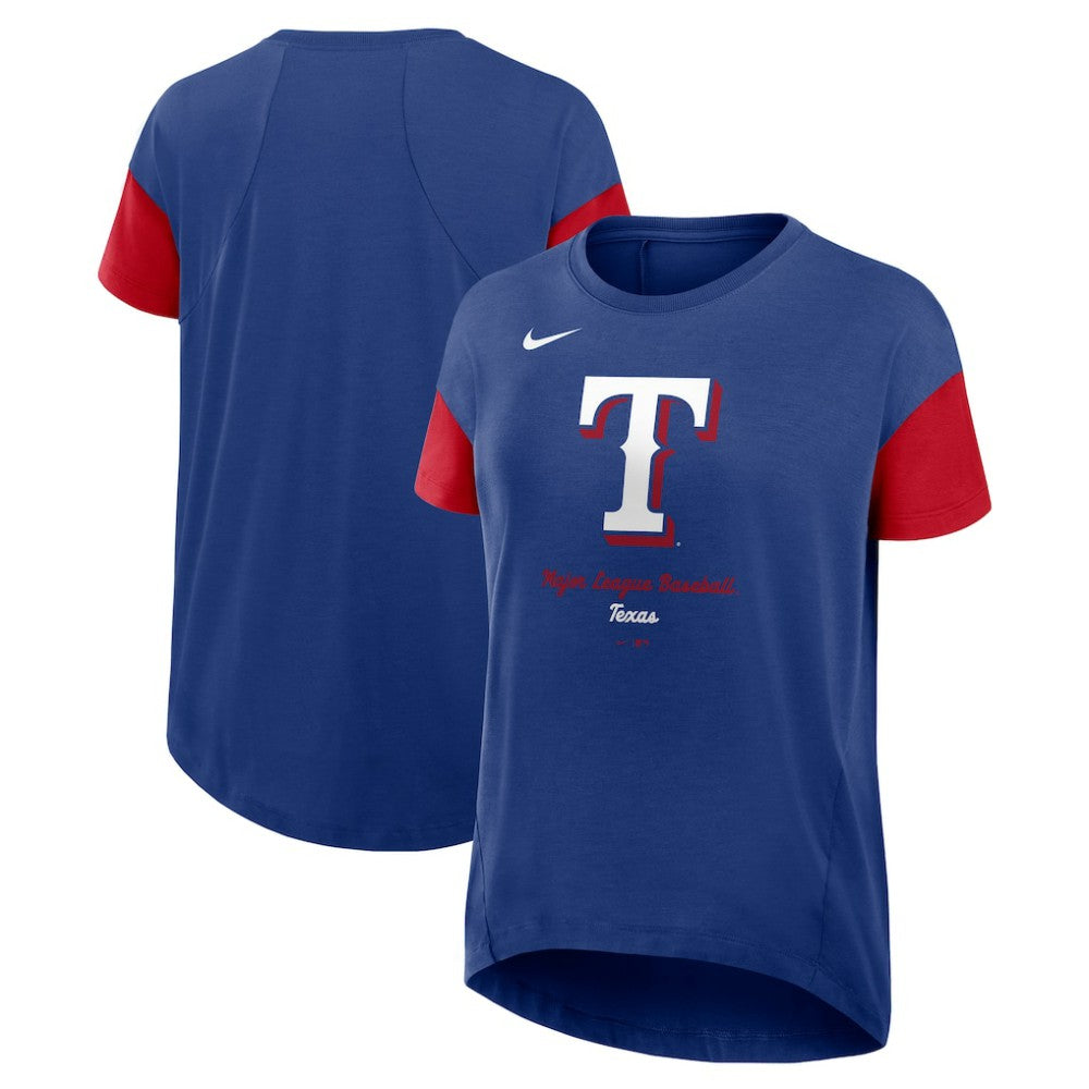 Texas Rangers Nike Women's Flowy Fashion Tri-Blend Dri-FIT T-Shirt Outlet