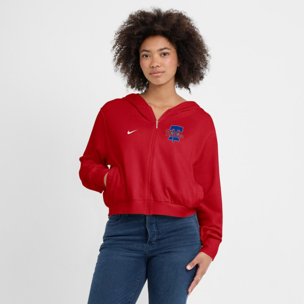 Philadelphia Phillies Nike Women's Cropped Chill Full-Zip Hoodie Near Me