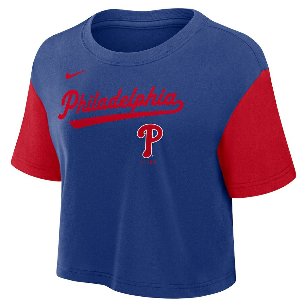 Philadelphia Phillies Nike Women's Script Dri-FIT Cropped T-Shirt Outlet