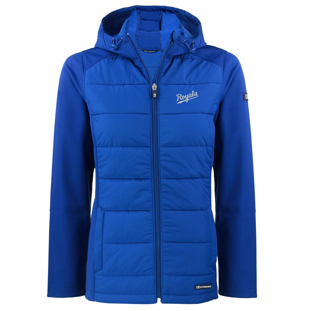 Kansas City Royals Cutter & Buck Women's  Evoke Hybrid Eco Softshell Recycled Full-Zip Hoodie Jacket for sale