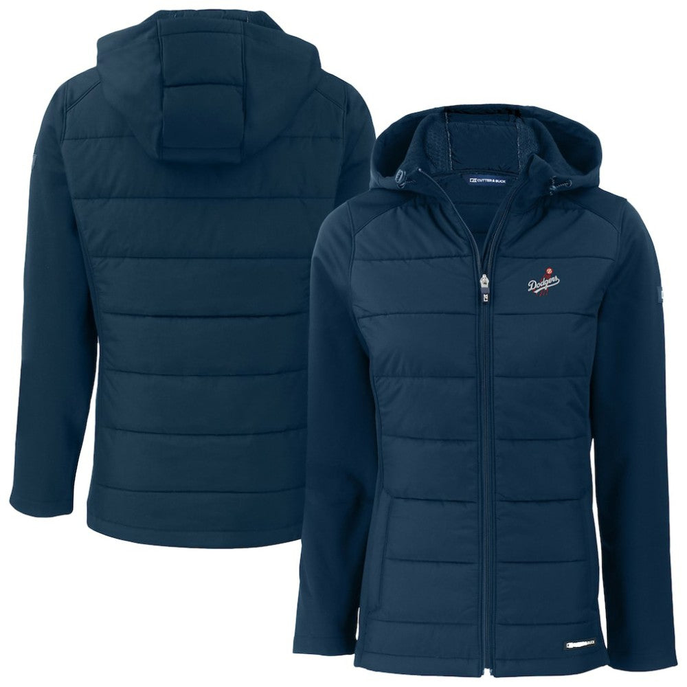 Los Angeles Dodgers Cutter & Buck Women's  Evoke Hybrid Eco Softshell Recycled Full-Zip Hoodie Jacket Sale