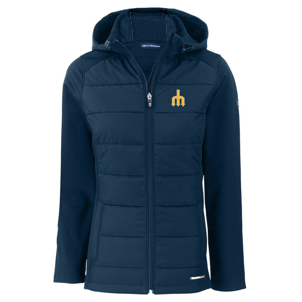 Seattle Mariners Cutter & Buck Women's  Evoke Hybrid Eco Softshell Recycled Full-Zip Hoodie Jacket Online