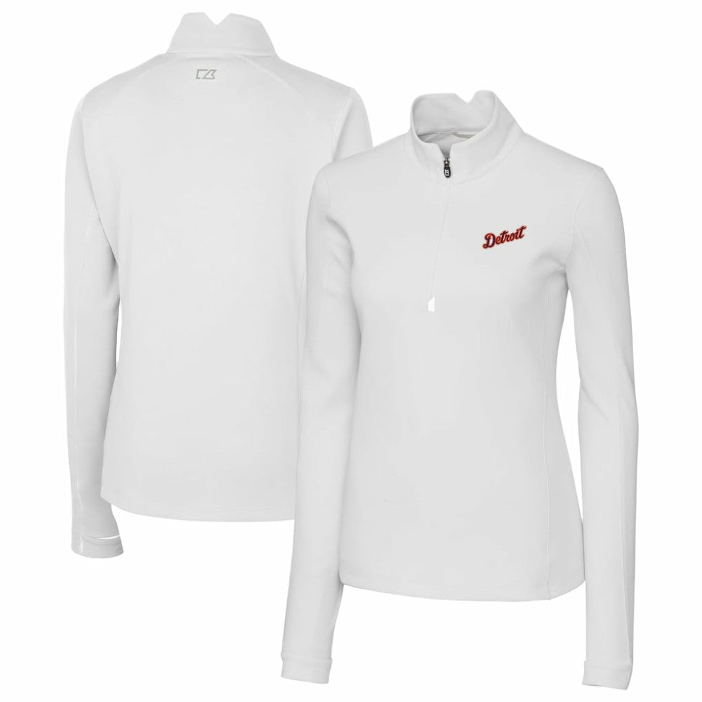 Detroit Tigers Cutter & Buck Women's  Traverse Stretch Quarter-Zip Pullover Top Sale