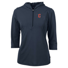 Cleveland Guardians Cutter & Buck Women's  DryTec Virtue Eco Pique Recycled 3/4-Sleeve Half-Zip Pullover Hoodie Online