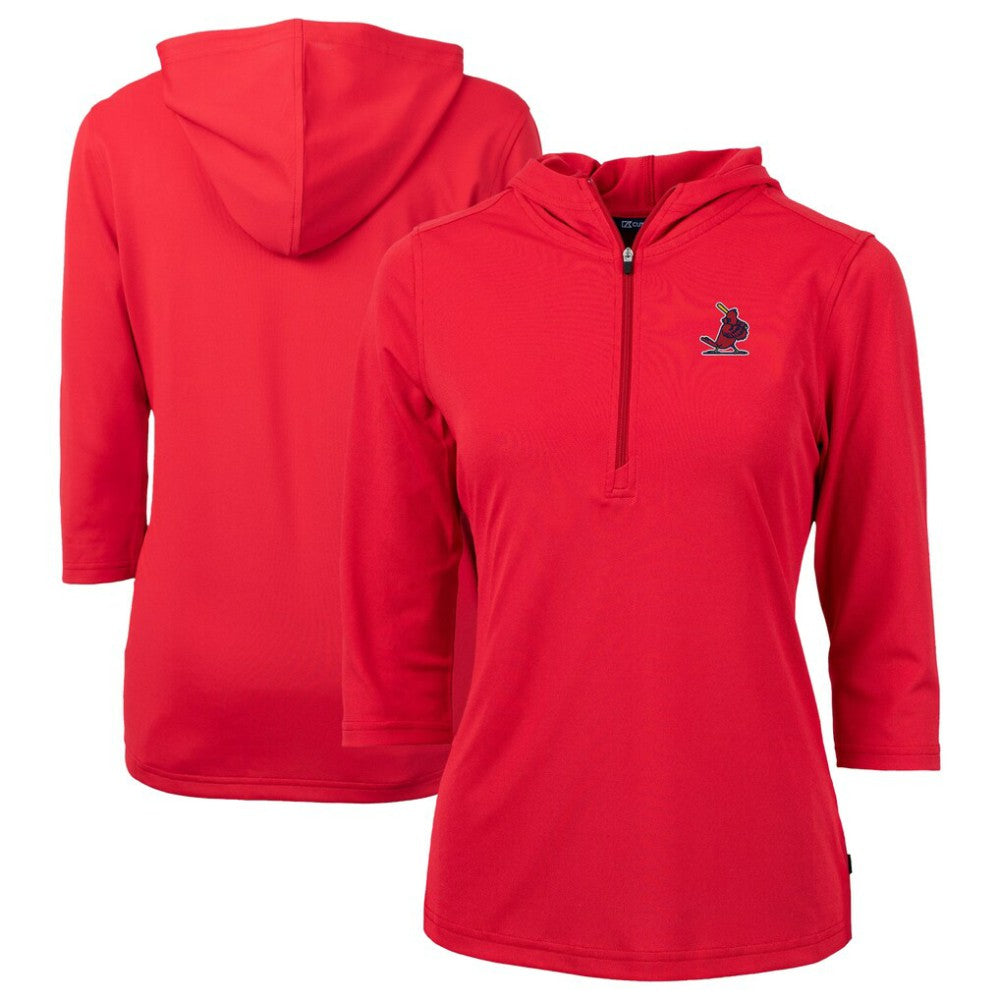 St. Louis Cardinals Cutter & Buck Women's Cooperstown Collection DryTec Virtue Eco Pique Recycled 3/4-Sleeve Half-Zip Pullover Hoodie Online