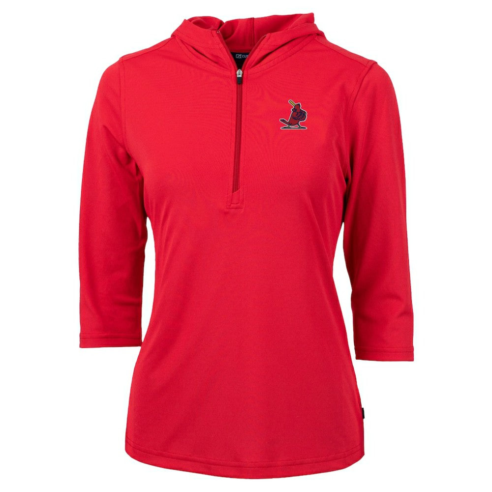 St. Louis Cardinals Cutter & Buck Women's Cooperstown Collection DryTec Virtue Eco Pique Recycled 3/4-Sleeve Half-Zip Pullover Hoodie Online