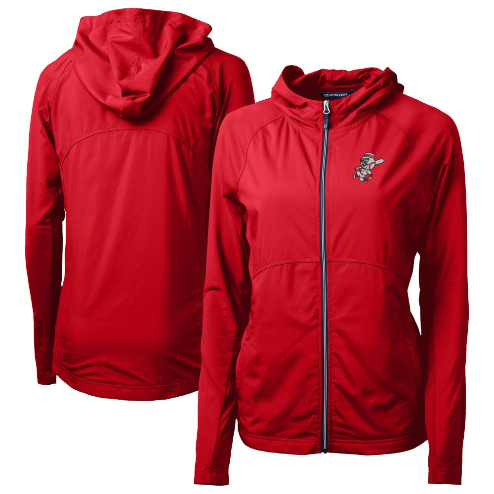 Cincinnati Reds Cutter & Buck Women's Cooperstown Collection Adapt Eco Knit Hybrid Recycled Full-Zip Hoodie Sale