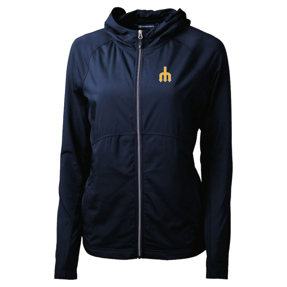 Seattle Mariners Cutter & Buck Women's  Adapt Eco Knit Hybrid Recycled Full-Zip Hoodie Outlet