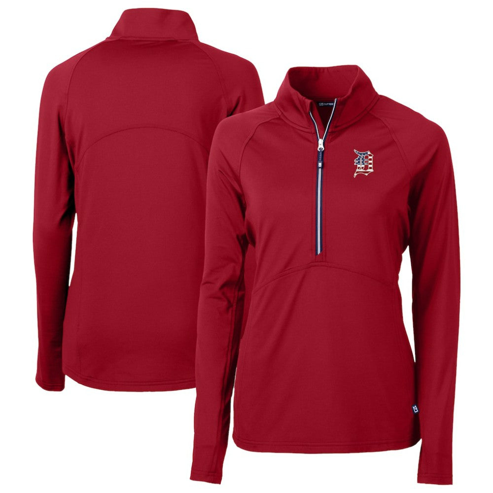 Detroit Tigers Cutter & Buck Women's Americana DryTec Adapt Eco Knit Stretch Recycled Raglan Half-Zip Top Outlet