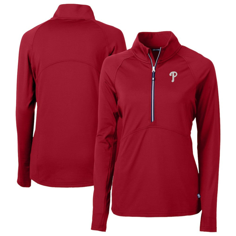 Philadelphia Phillies Cutter & Buck Women's  DryTec Adapt Eco Knit Stretch Recycled Raglan Half-Zip Top Sale
