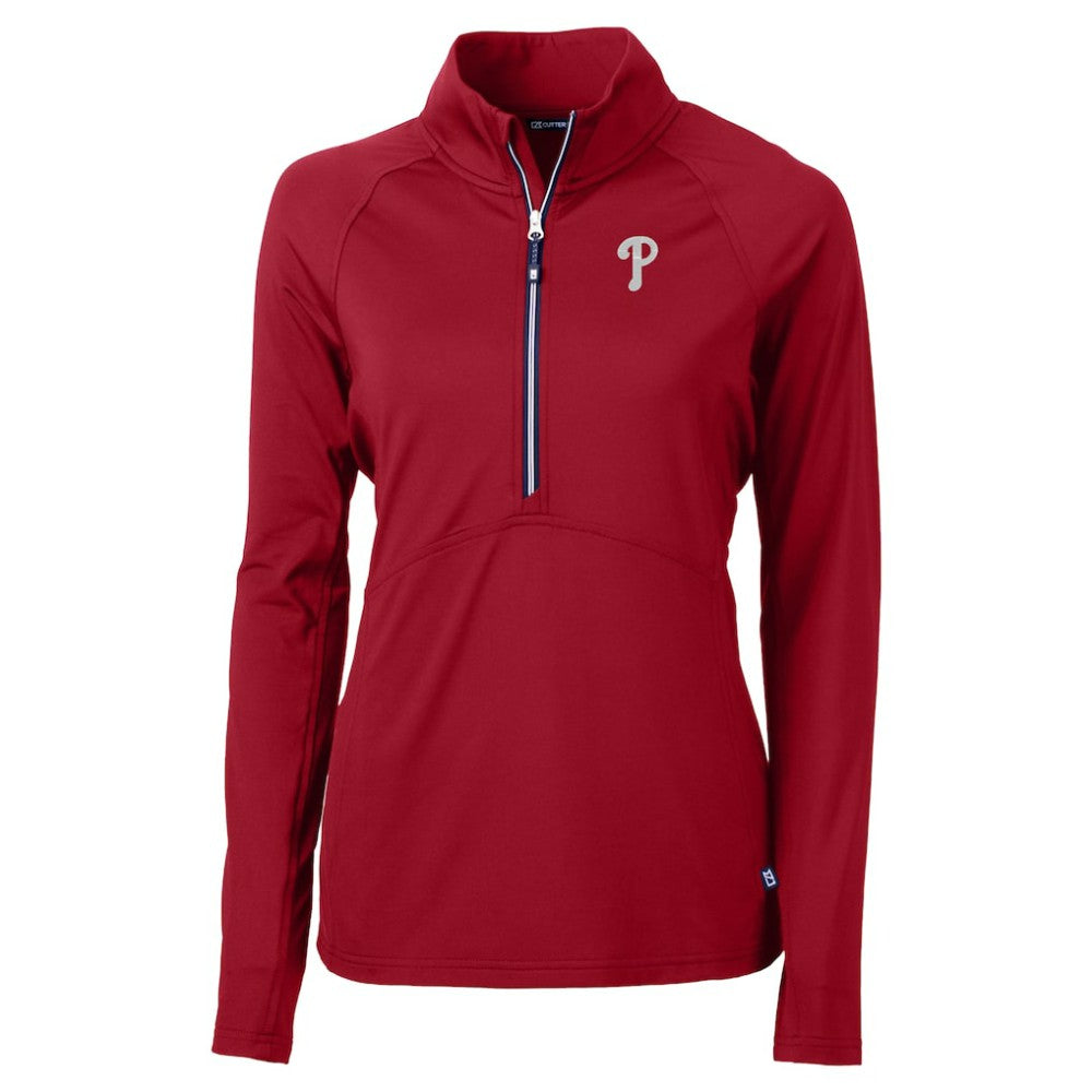 Philadelphia Phillies Cutter & Buck Women's  DryTec Adapt Eco Knit Stretch Recycled Raglan Half-Zip Top Sale
