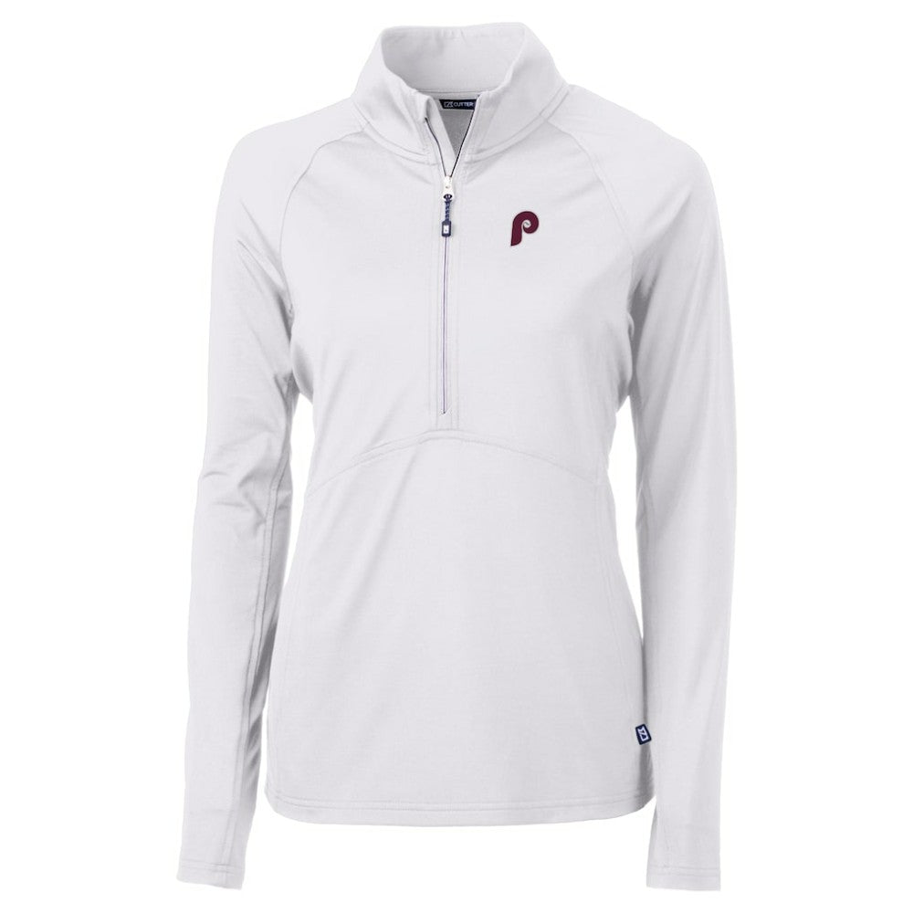 Philadelphia Phillies Cutter & Buck Women's Cooperstown Collection DryTec Adapt Eco Knit Stretch Recycled Raglan Half-Zip Top Near Me
