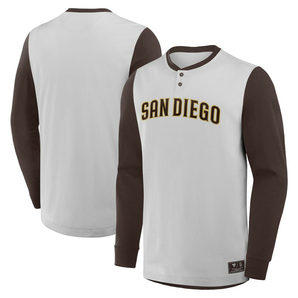 San Diego Padres Fanatics Clubhouse Long Sleeve Henley Shirt Sale