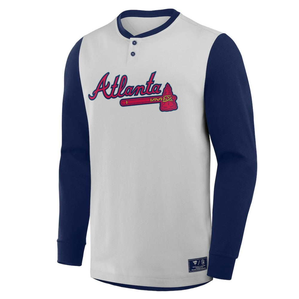 Atlanta Braves Fanatics Clubhouse Long Sleeve Henley Shirt Outlet