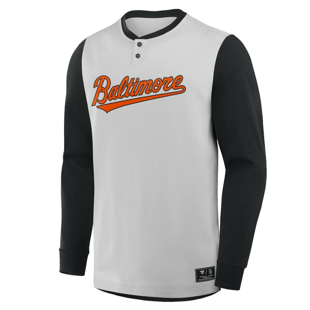 Baltimore Orioles Fanatics Clubhouse Long Sleeve Henley Shirt Online