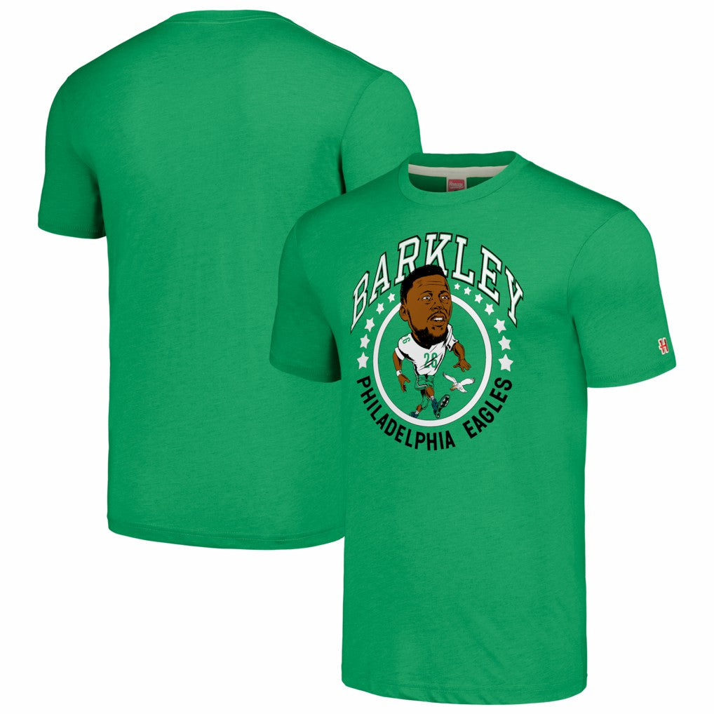 Saquon Barkley Philadelphia Eagles Homage Unisex Caricature Player Tri-Blend T-Shirt - Kelly Green - NFL