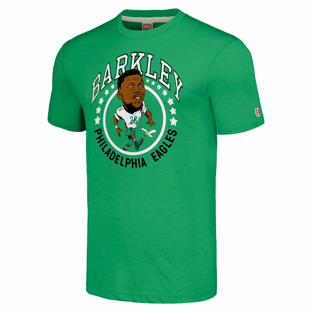 Saquon Barkley Philadelphia Eagles Homage Unisex Caricature Player Tri-Blend T-Shirt - Kelly Green - NFL