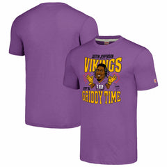 Justin Jefferson Minnesota Vikings Homage Unisex Caricature Player Tri-Blend T-Shirt - Heathered Purple - NFL