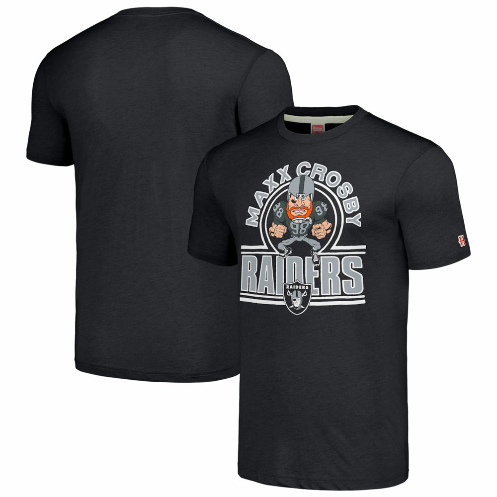Maxx Crosby Las Vegas Raiders Homage Unisex Caricature Player Tri-Blend T-Shirt - Charcoal - NFL