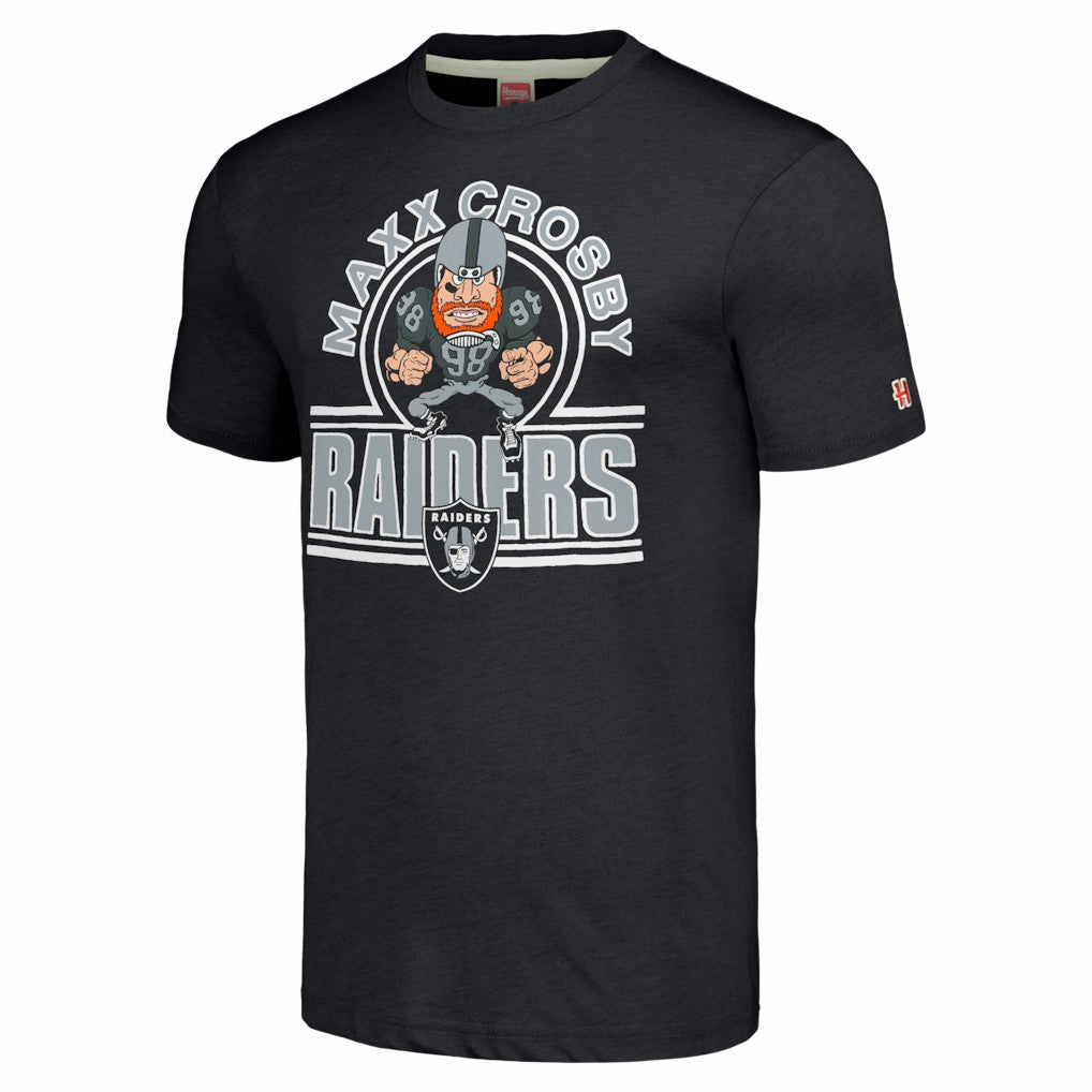 Maxx Crosby Las Vegas Raiders Homage Unisex Caricature Player Tri-Blend T-Shirt - Charcoal - NFL