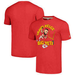 Travis Kelce Kansas City Chiefs Homage Unisex Caricature Player Tri-Blend T-Shirt - Red - NFL
