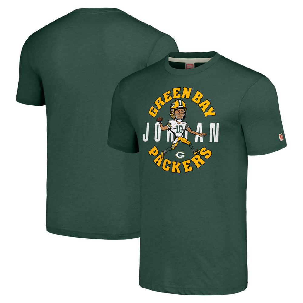 Jordan Love Green Bay Packers Homage Unisex Caricature Player Tri-Blend T-Shirt - Green - NFL