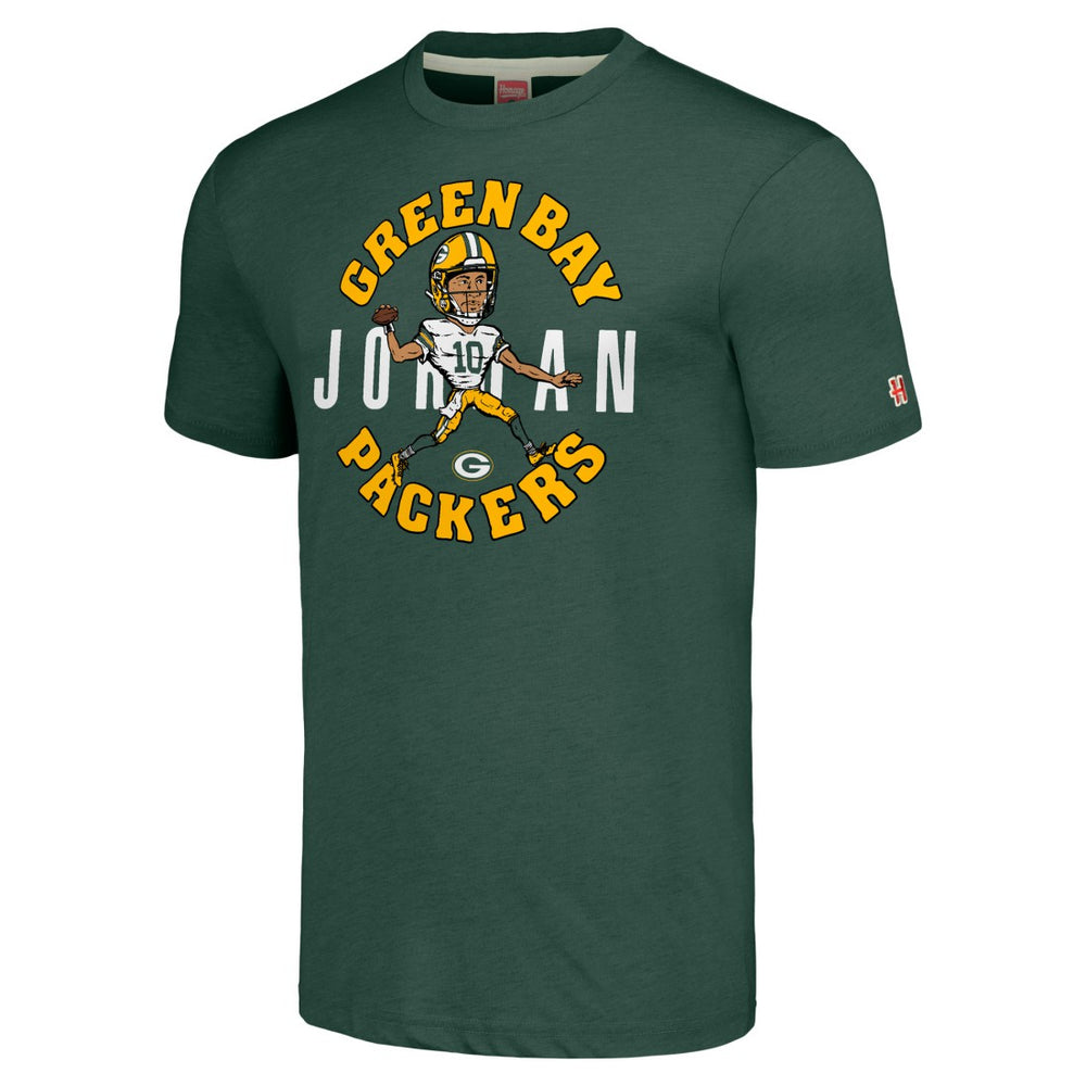 Jordan Love Green Bay Packers Homage Unisex Caricature Player Tri-Blend T-Shirt - Green - NFL