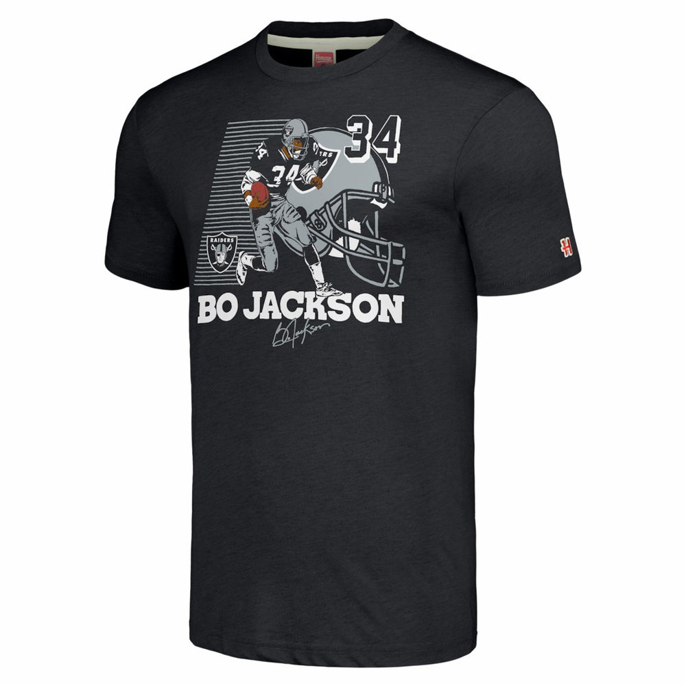 Bo Jackson Las Vegas Raiders Homage Unisex Caricature Retired Player Tri-Blend T-Shirt - Charcoal - NFL