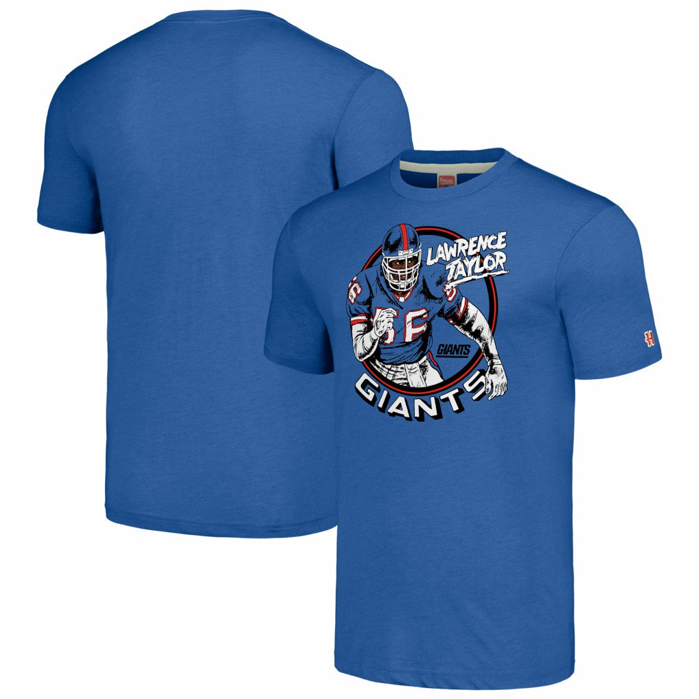 Lawrence Taylor New York Giants Homage Unisex Caricature Retired Player Tri-Blend T-Shirt - Royal - NFL