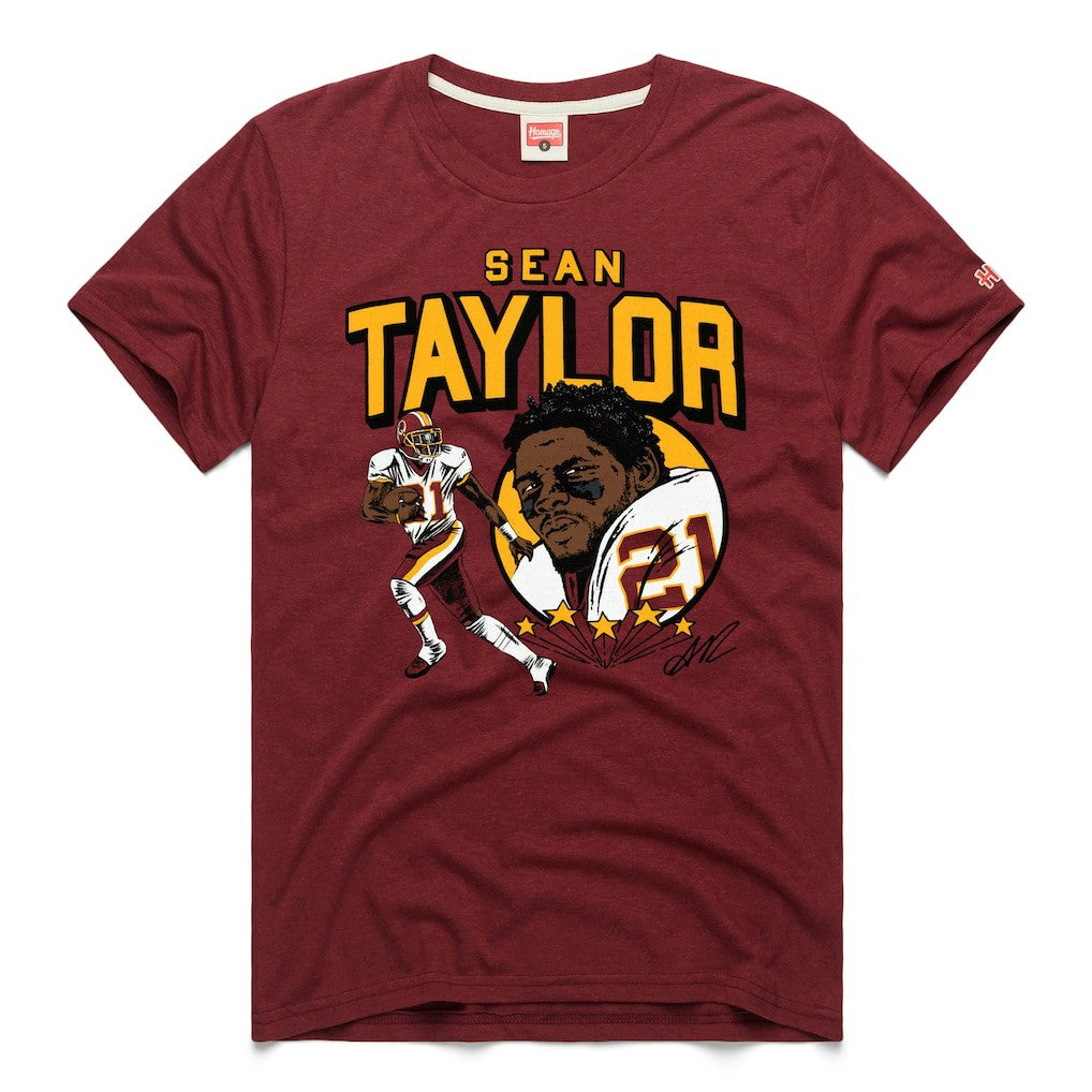 Sean Taylor Washington Commanders Homage Caricature Retired Player Tri-Blend T-Shirt - Burgundy - NFL
