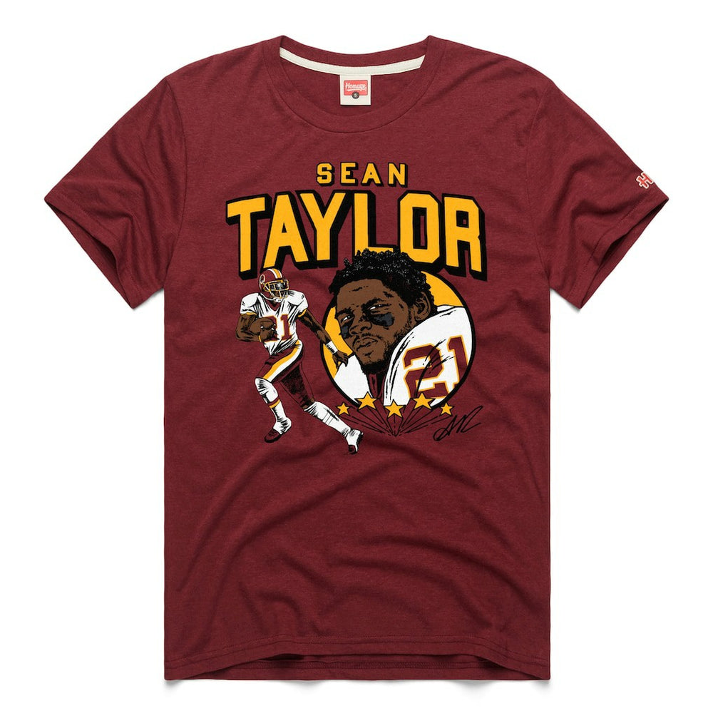 Sean Taylor Washington Commanders Homage Caricature Retired Player Tri-Blend T-Shirt - Burgundy - NFL