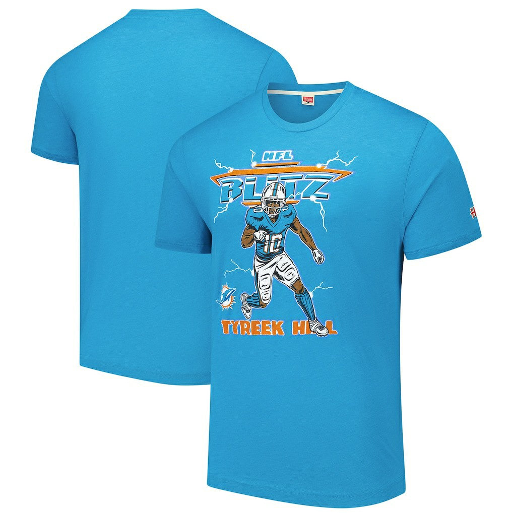 Tyreek Hill Miami Dolphins Homage Unisex NFL Blitz Player Tri-Blend T-Shirt - Heathered Aqua - NFL