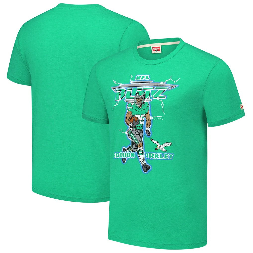 Saquon Barkley Philadelphia Eagles Homage Unisex NFL Blitz Player Tri-Blend T-Shirt - Heathered Kelly Green - NFL