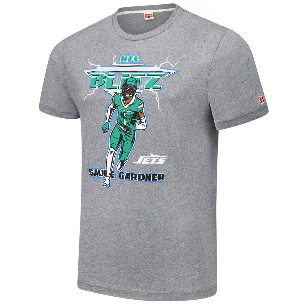 Ahmad Sauce Gardner New York Jets Homage Unisex NFL Blitz Player Tri-Blend T-Shirt - Heathered Gray - NFL