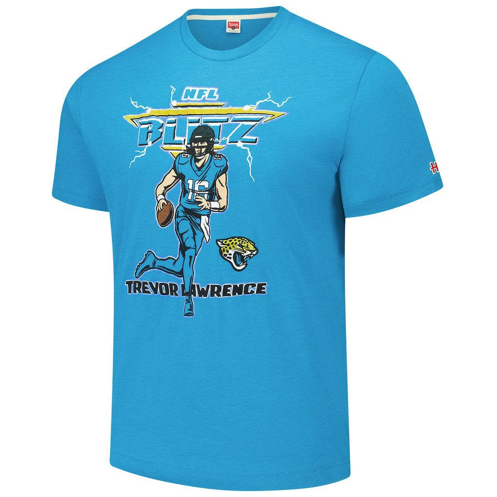 Trevor Lawrence Jacksonville Jaguars Homage Unisex NFL Blitz Player Tri-Blend T-Shirt - Teal - NFL