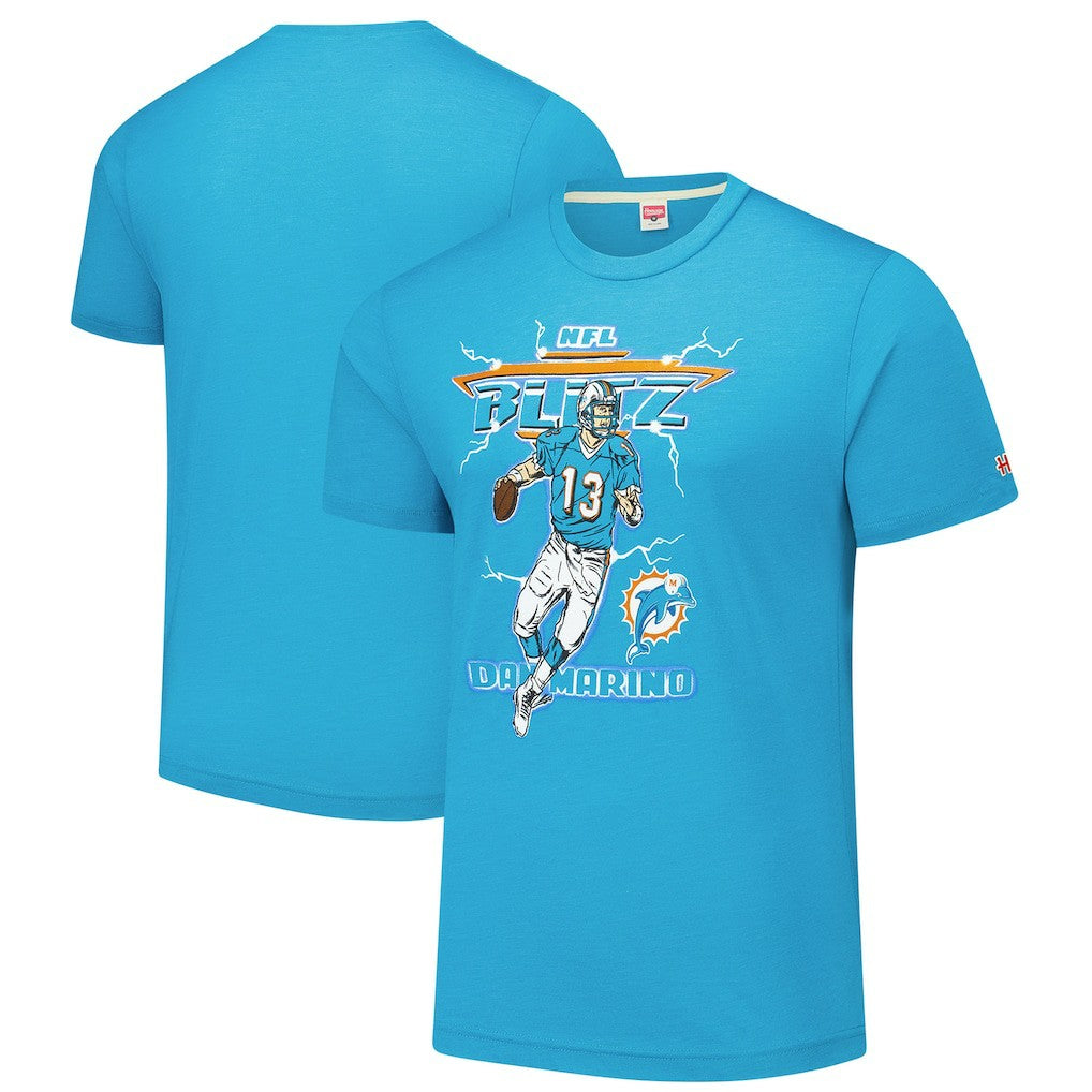 Dan Marino Miami Dolphins Homage Unisex NFL Blitz Retired Player Tri-Blend T-Shirt - Heathered Aqua - NFL