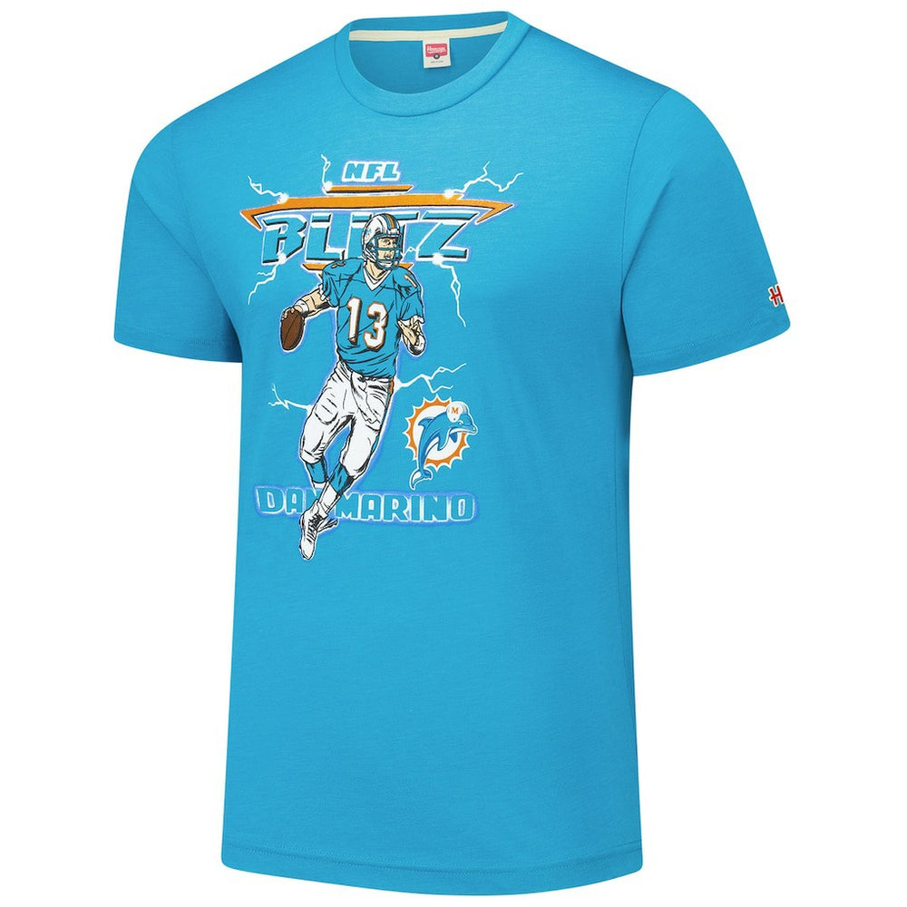 Dan Marino Miami Dolphins Homage Unisex NFL Blitz Retired Player Tri-Blend T-Shirt - Heathered Aqua - NFL