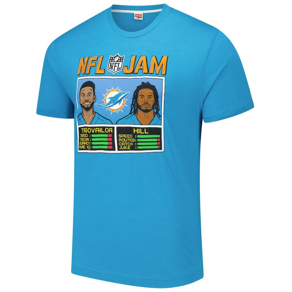 Tua Tagovailoa & Tyreek Hill Miami Dolphins Homage Unisex NFL Jam Tri-Blend T-Shirt - Aqua - NFL