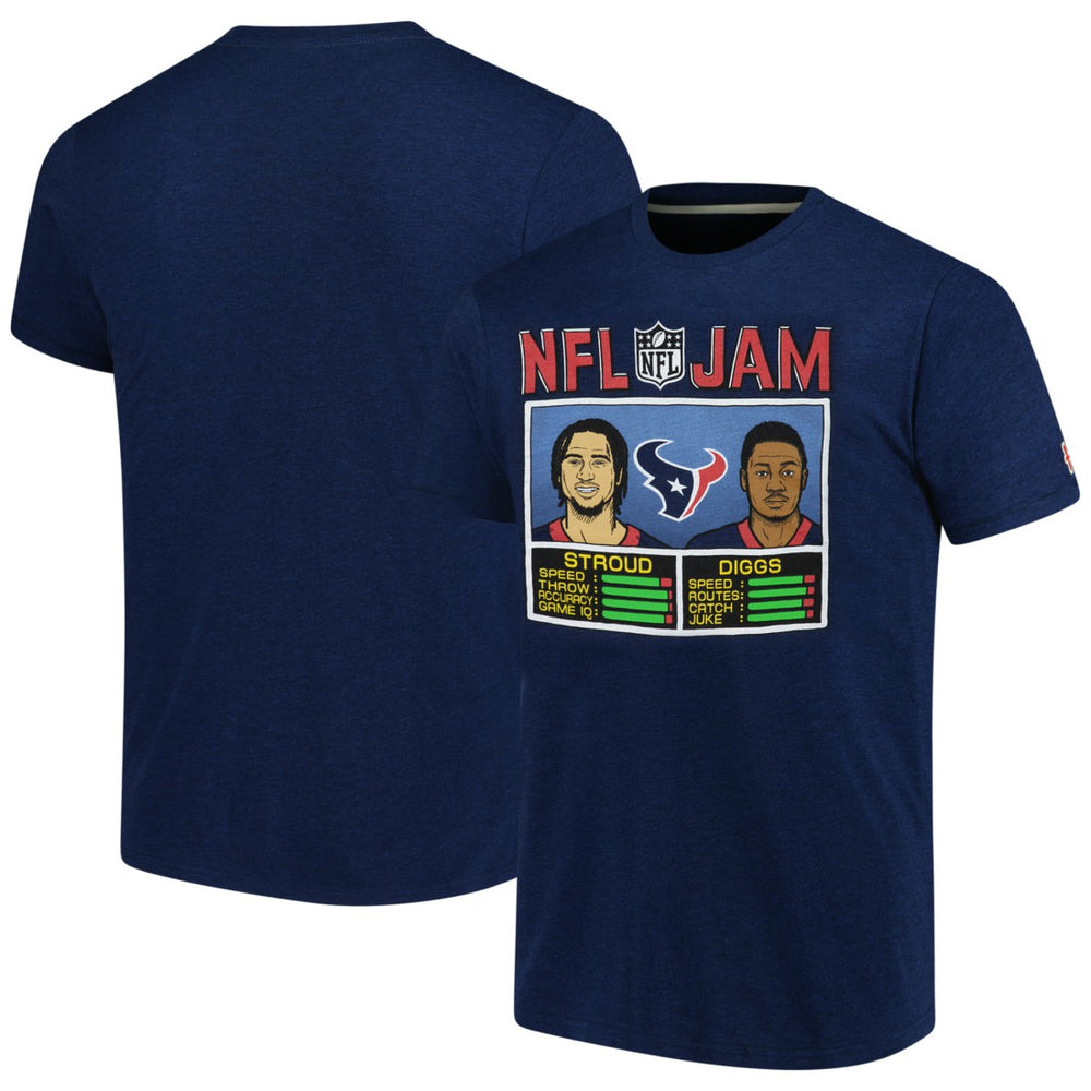 C.J. Stroud & Stefon Diggs Houston Texans Homage Unisex NFL Jam Tri-Blend T-Shirt - Navy - NFL