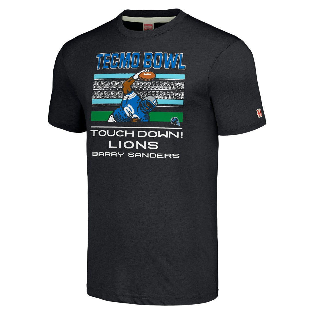 Barry Sanders Detroit Lions Homage Unisex Tecmo Bowl Retired Player Graphic Tri-Blend T-Shirt - Charcoal - NFL