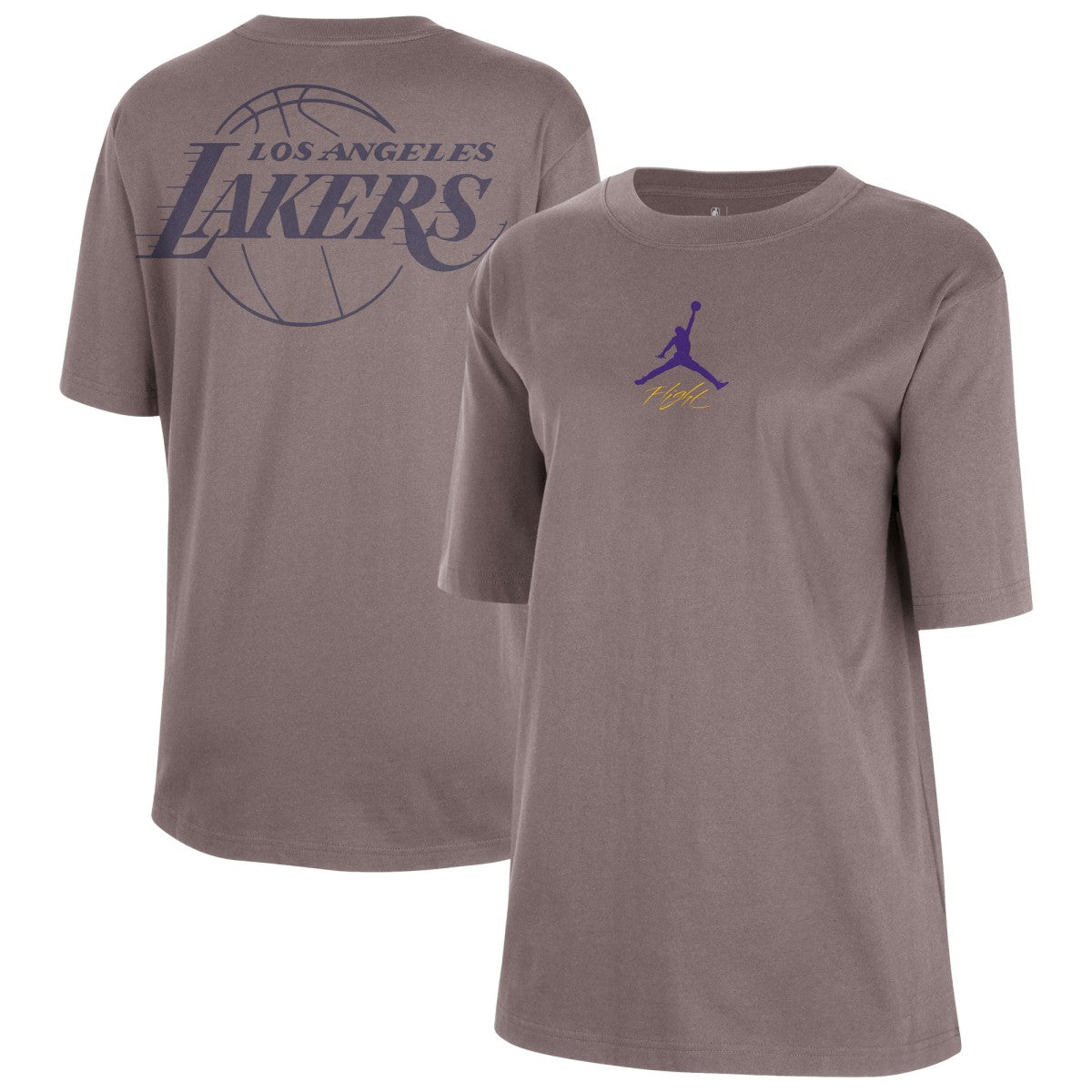 Los Angeles Lakers Jordan Brand Women's Courtside Statement Edition Boyfriend T-Shirt Charcoal