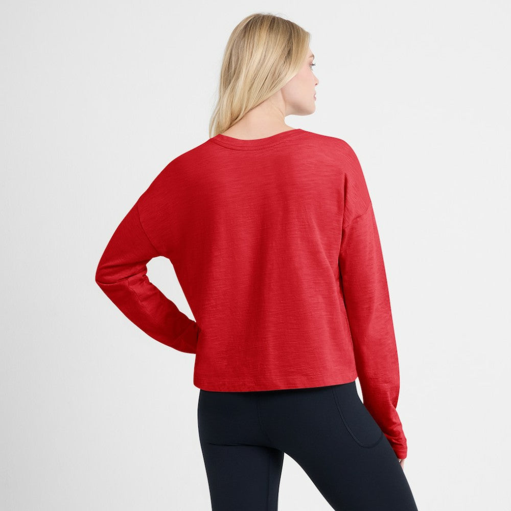 Washington Capitals Fanatics Women's Oversized All Out Effort Long Sleeve Henley T-Shirt - Red | Fanatics Clearance