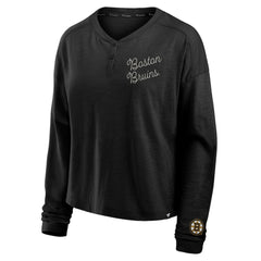 Boston Bruins Fanatics Women's Oversized All Out Effort Long Sleeve Henley T-Shirt - Black | Fanatics near me
