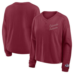 Colorado Avalanche Fanatics Women's Oversized All Out Effort Long Sleeve Henley T-Shirt - Burgundy | Fanatics near me