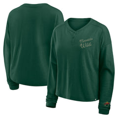 Minnesota Wild Fanatics Women's Oversized All Out Effort Long Sleeve Henley T-Shirt - Green | Fanatics near me